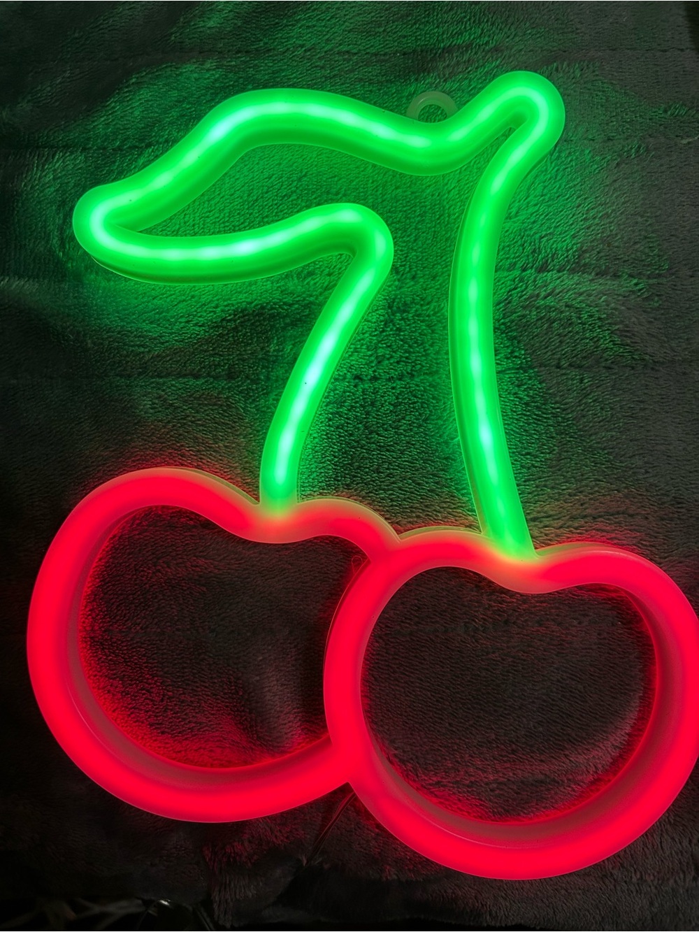 Double Cherry Neon Wall Light With Red & Green Accent